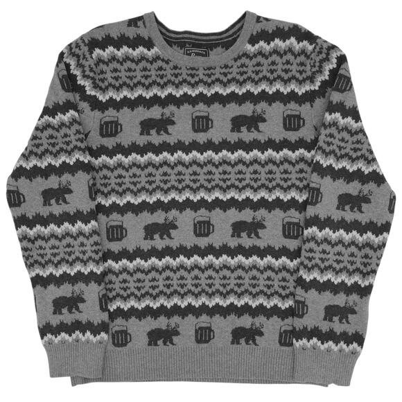 G.H. Bass & Co. Other - GH Bass Sweater Mens Small Crewneck Pullover Moose Beer Mug Wool Blend Novelty